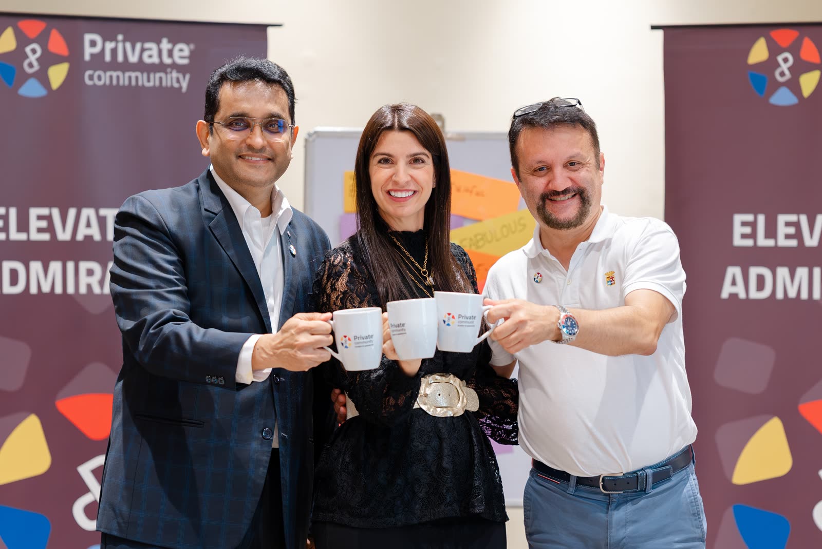 Co-Founders of Private Community Mac Srinivasan, Monica Pasini & Dario Castagna.