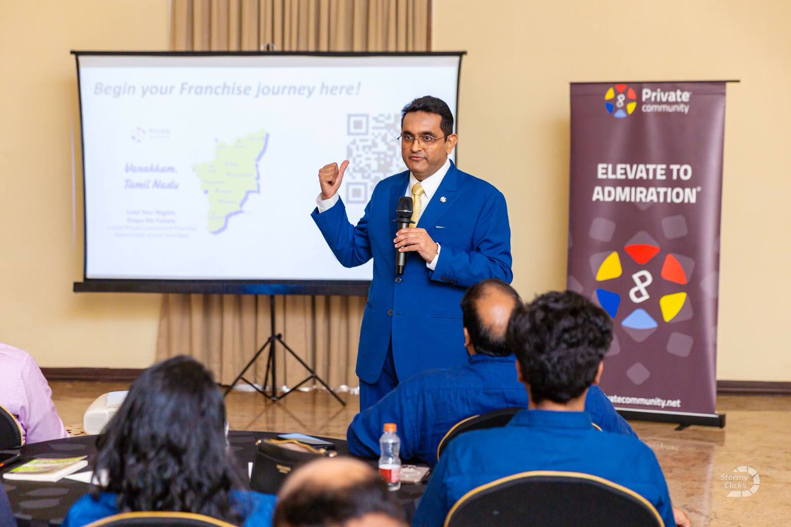 Mac Srinivasan presenting the Tamil Nadu franchise journey at the launch